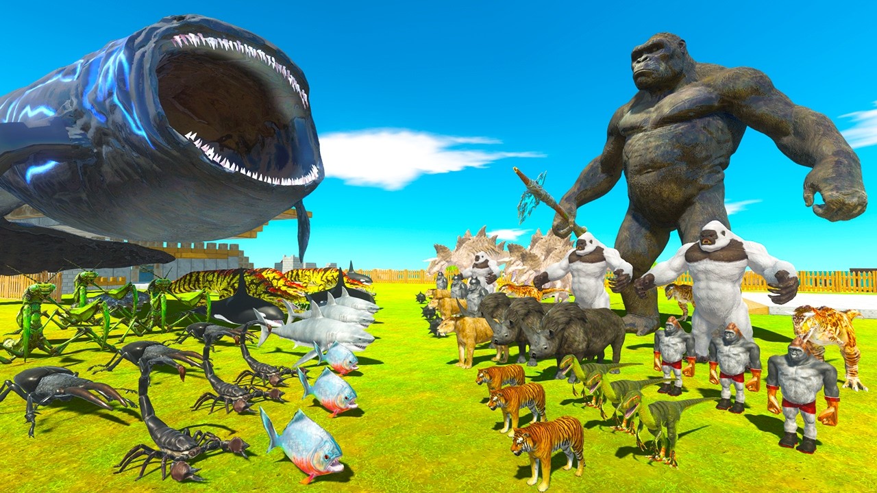King Kong vs Bloop | Mutant Primates Fights Giant Invertebrates - Animal Revolt Battle Simulator