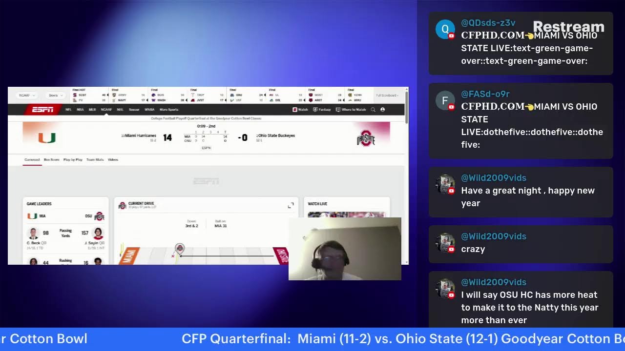 Miami vs. Ohio State CFP Quarterfinal play by play, reactions and live chat