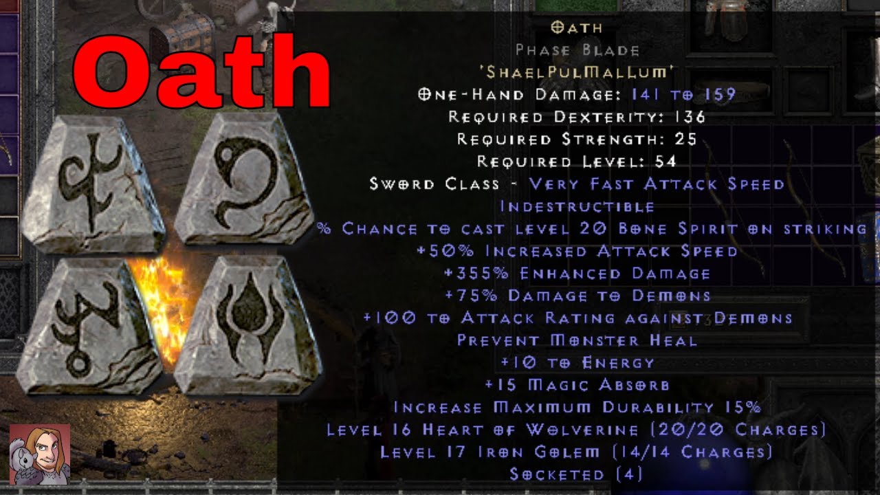 Diablo II Resurrected Rune Words - Oath (Shael Pul Mal Lum)