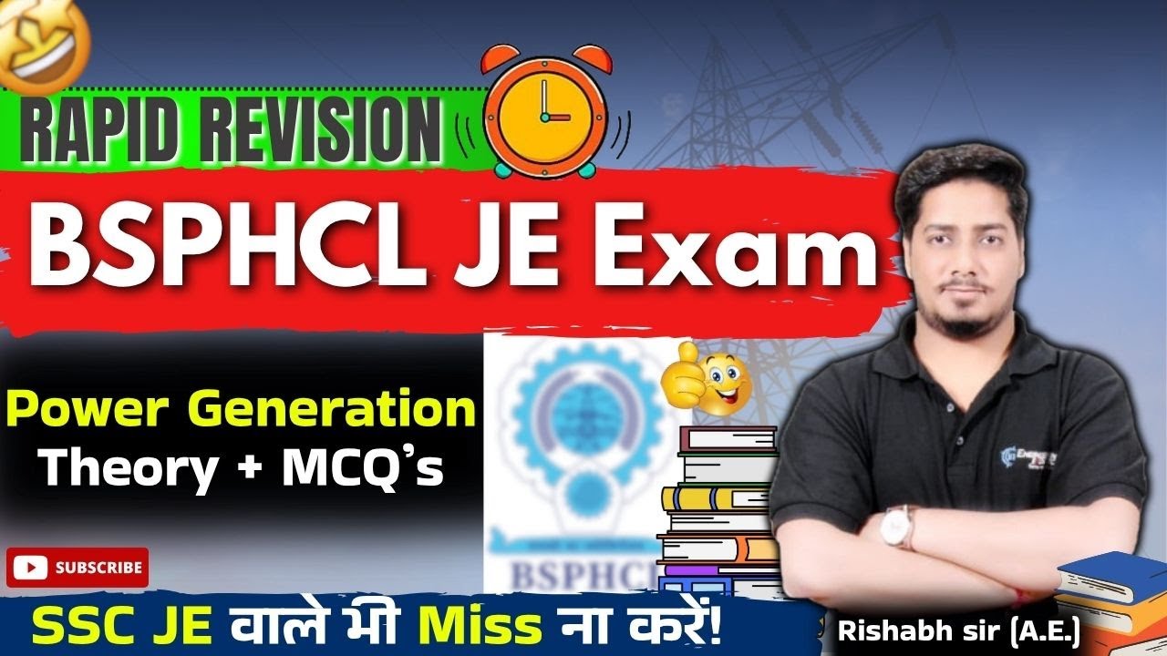 Rapid Revision for BSPHCL JE Exam | Power Generation by Rishabh sir  #rrbje2024 #sscje2025