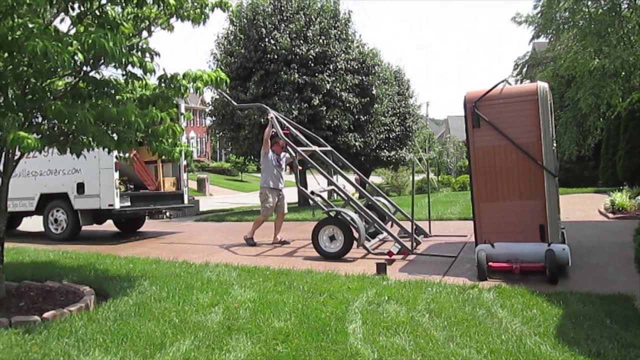 The Spa Guy Moving Series One Man Moves 7x7 Artesian Spa Off Deck to another house