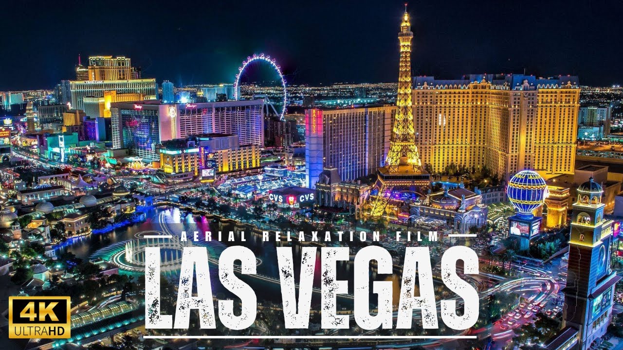 4K Las Vegas -  Relaxation Aerial Drone Video 🇺🇸 Relaxing Music & Night Skyline  