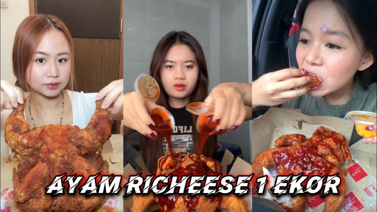 kumpulan video tiktok||MUKBANG AYAM  RICHEESE 1 EKOR #masukberanda #mukbang #richeesefactory #trend