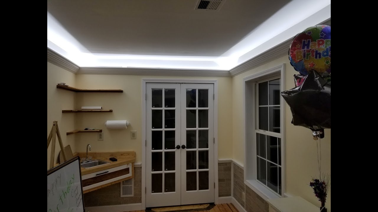 How to design and install crown molding with indirect LED lighting for less than $125..