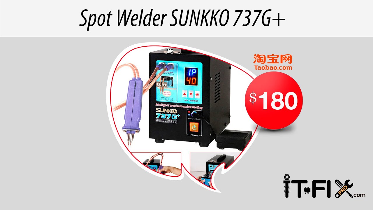 Test and Review Battery Spot Welding SUNKKO 737G+ точечная сварка из Китая sunkko 737G+