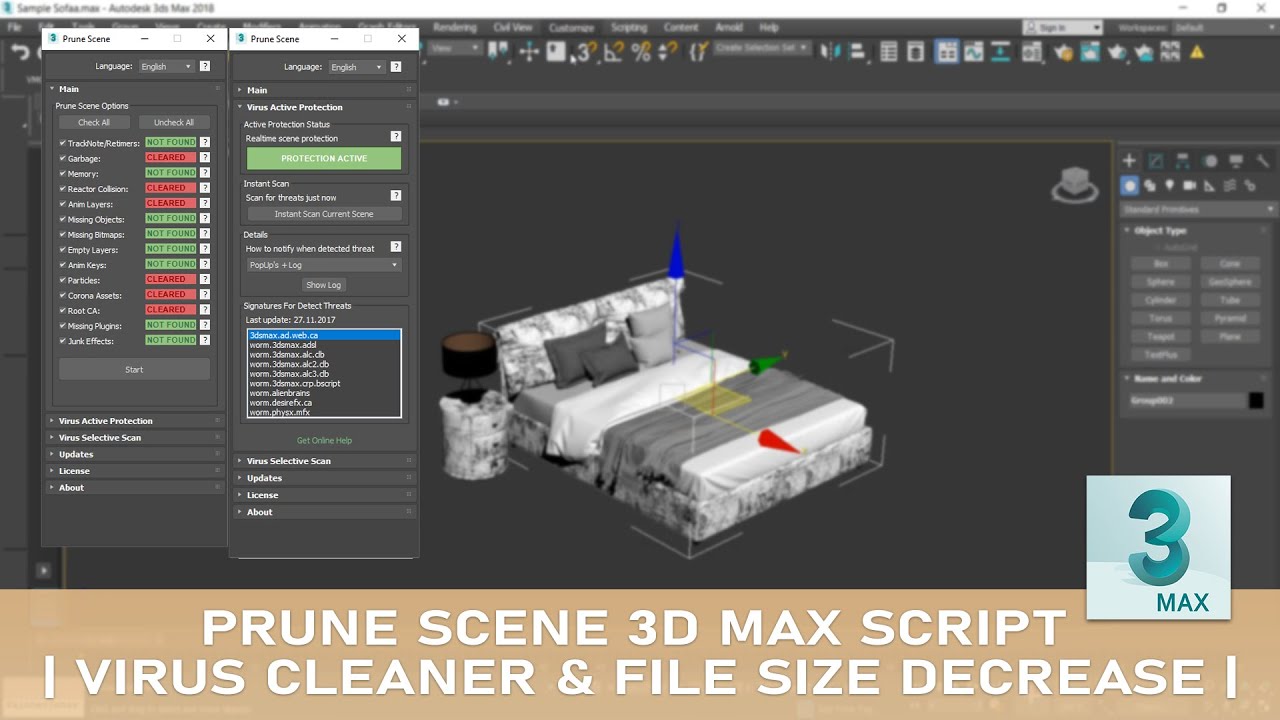 Prune scene 3D Max script | Virus Cleaner & File Size Decrease |