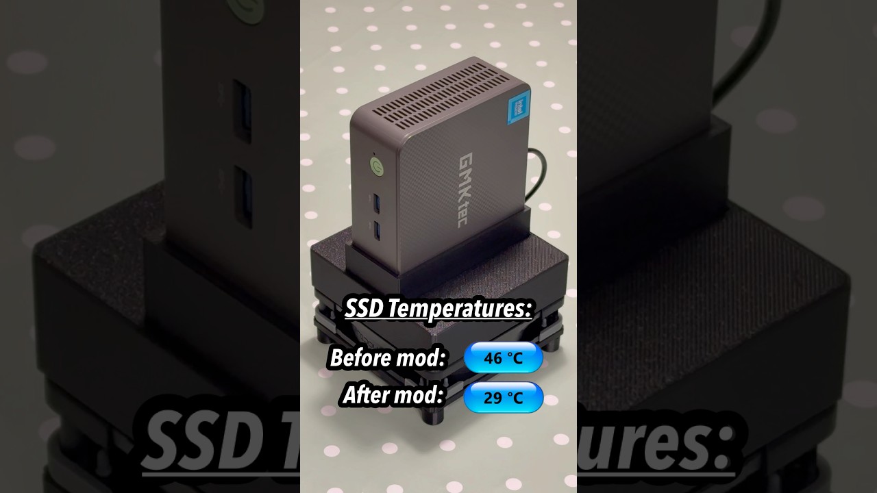 Reduce temperatures SSD CPU & memory - GMKtec Nucbox G3 Plus Mini PC 3D print chimney mod + case fan