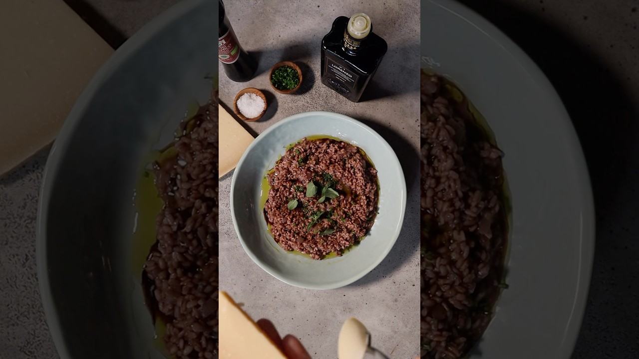 Warm up with a rich and hearty risotto, infused with robust red wine 🍷 