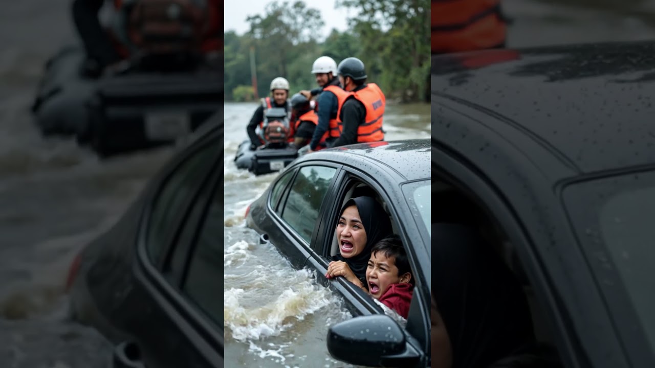 Detik Detik Mendebarkan Ibu dan Anak Terjebak Banjir di Dalam Mobil 2025!! #banjir2025 #korbanbanjir