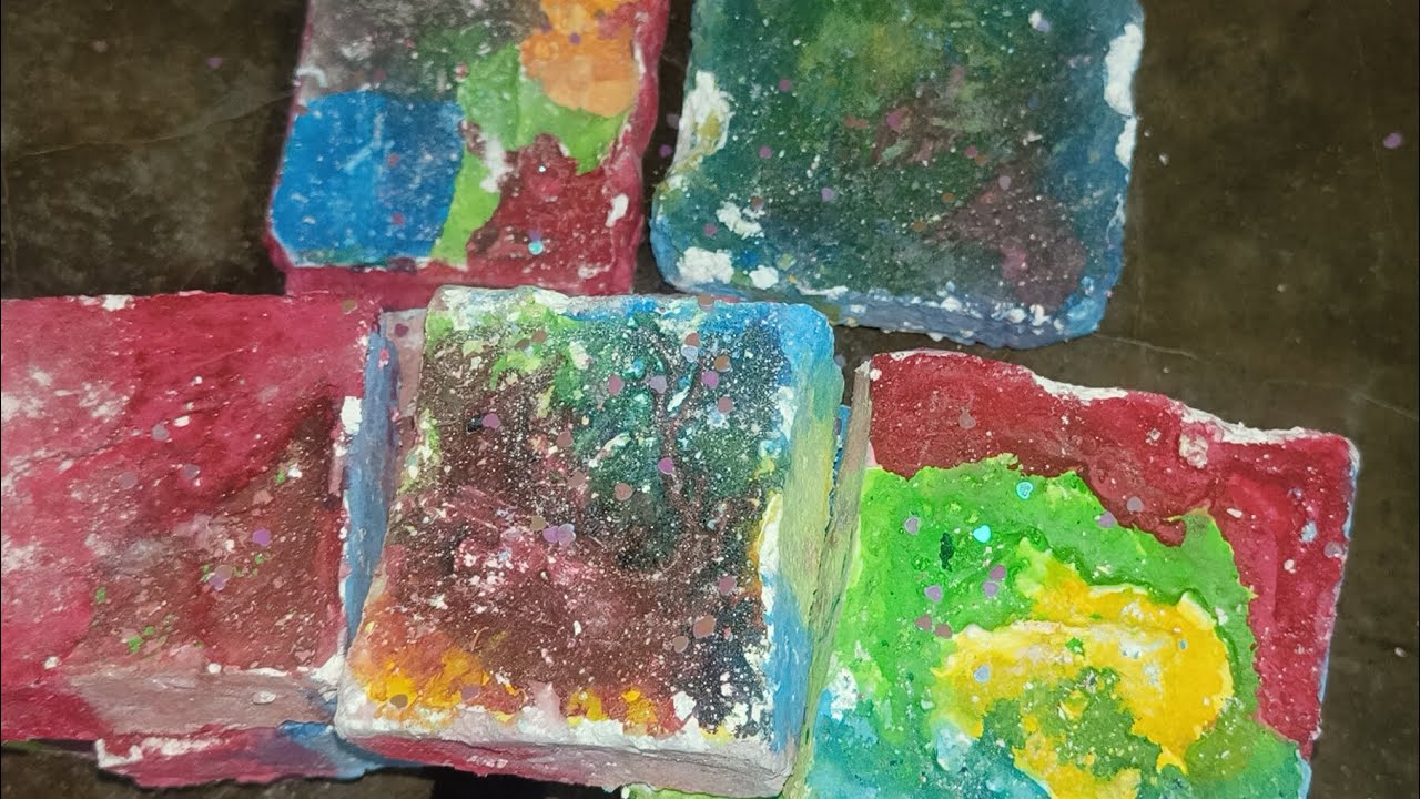 Colour full home made Chalk Crushing | oddly satisfying ASMR 