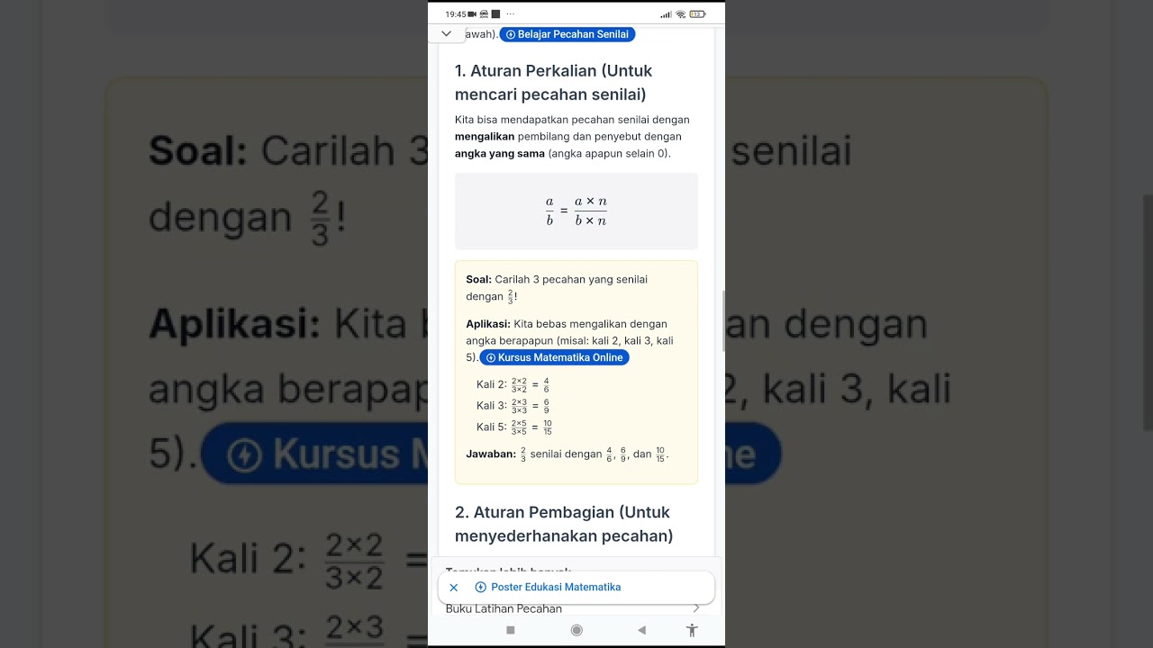 Penjelasan Materi pecahan senilai kelas 6 TO TKA