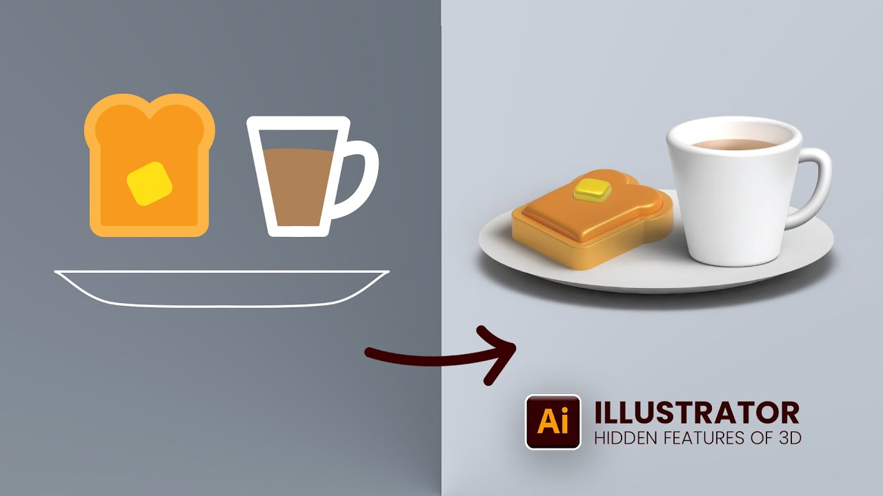 How to Create a 3D Cup Plate and Bread in Adobe Illustrator – Step-by-Step Tutorial in Hindi