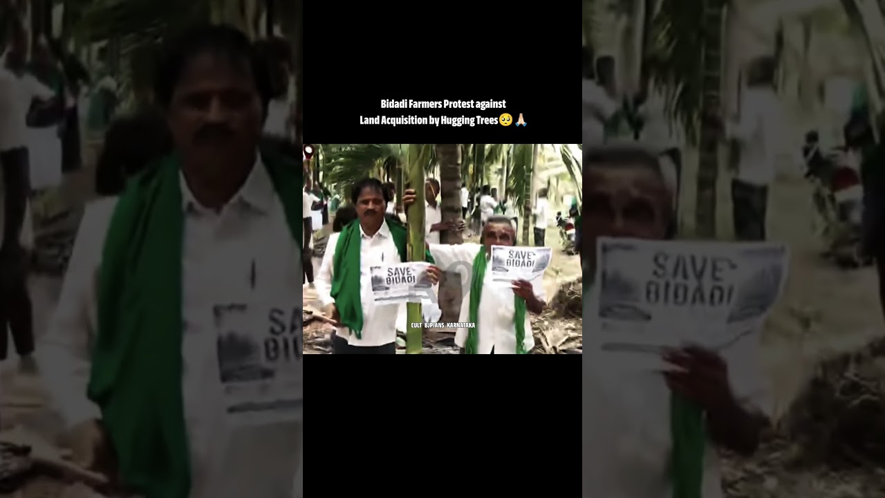 Farmers Hug Trees and Protest against Bidadi Township project in Karnataka🥺🌱 #shorts #bidadi