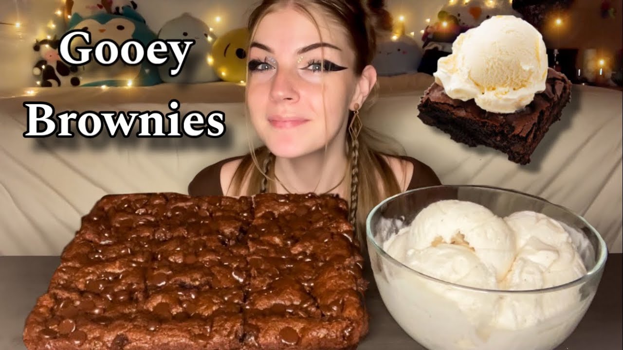 GOOEY PUMPKIN CHOCOLATE BROWNIES AND ICE CREAM MUKBANG! (Vegan) (No Talking)