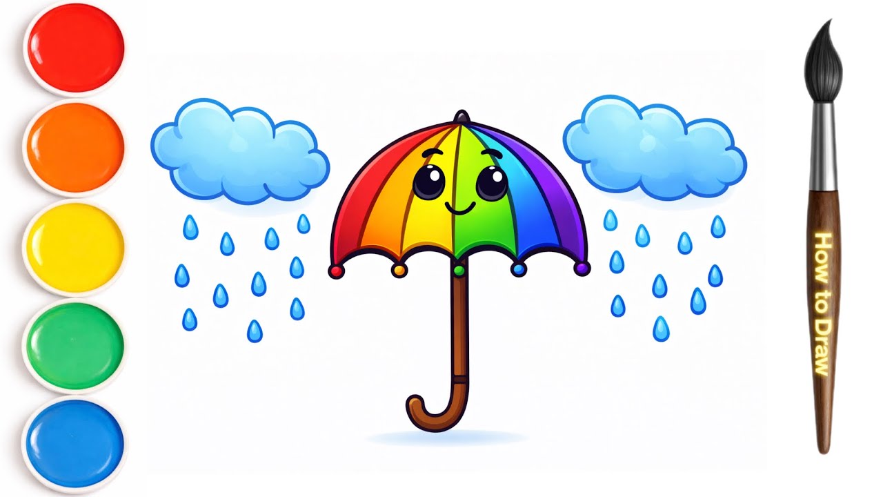 Drawing Cute Umbrella / Drawing and Painting for Kids and Toddlers 