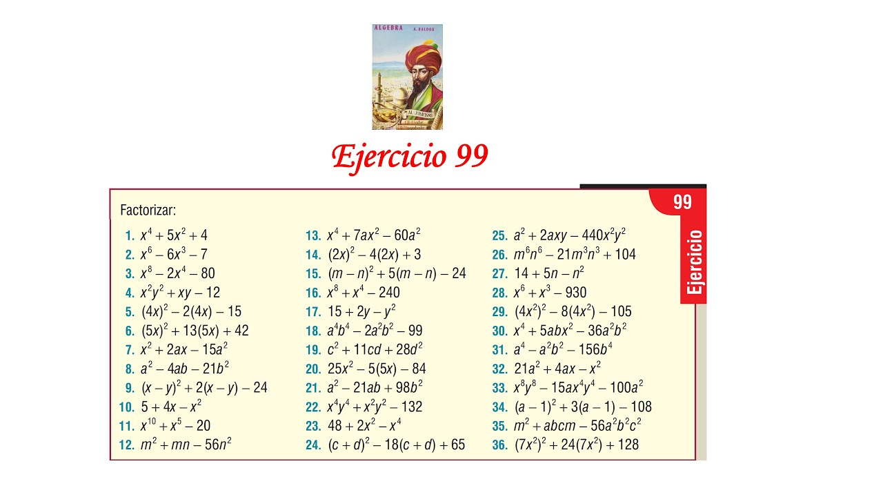 Algebra de Baldor: Ejercicio 99 - Completo