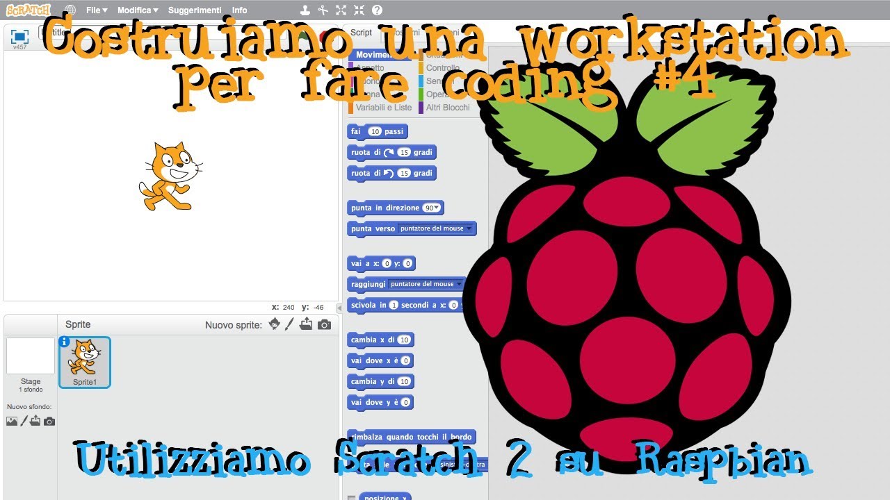 Utilizziamo Scratch 2.0 su Raspberry Pi 3 | Costruiamo una workstation per il coding #4