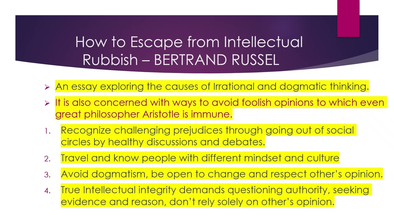 VAC How to Escape from Intellectual Rubbish