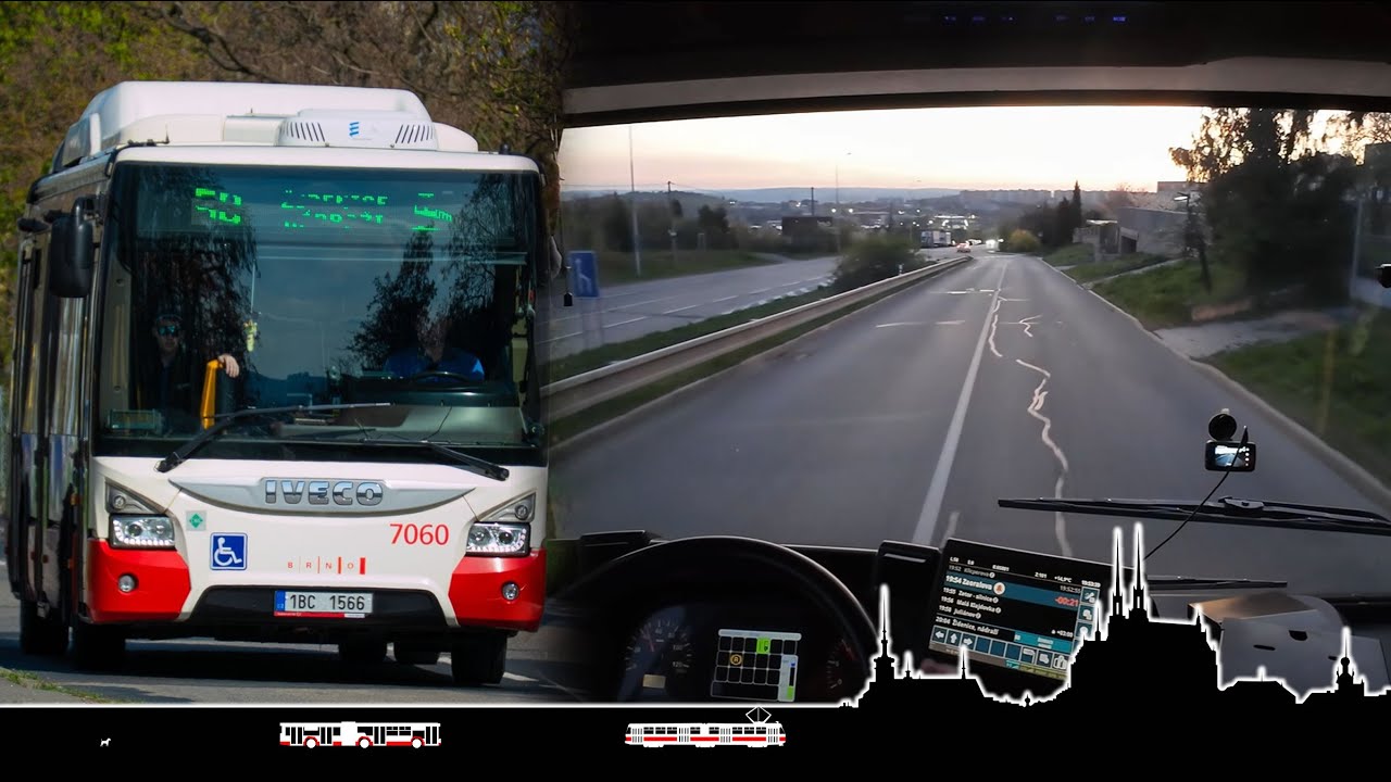 Líšeňská pohoda a režijní přejezd 58 a 55 🚌 Cab view bus Brno