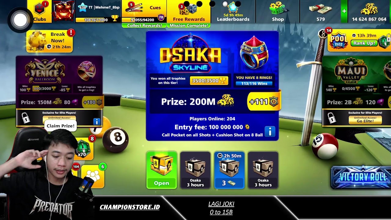 8 Ball Pool OSAKA 200M😨😱