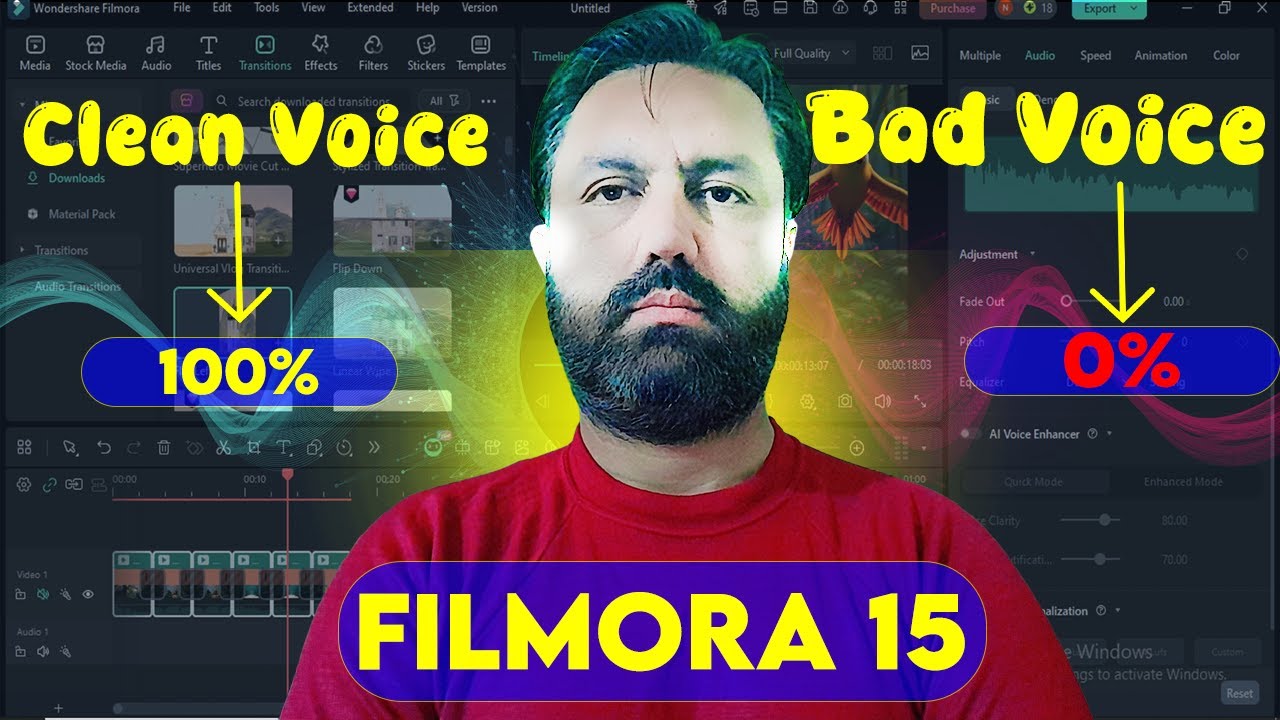 Filmora 15 Ai voice enhancer urdu/hindi | filmora 15 audio editing | filmora audio adjust
