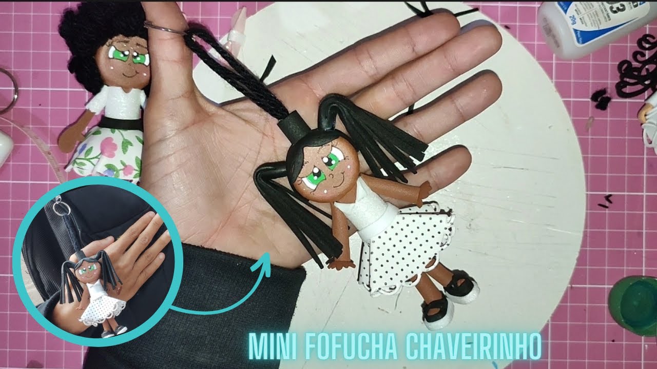 #diy  Como Fazer Mini  Boneca de eva CHAVEIRINHO 🩷