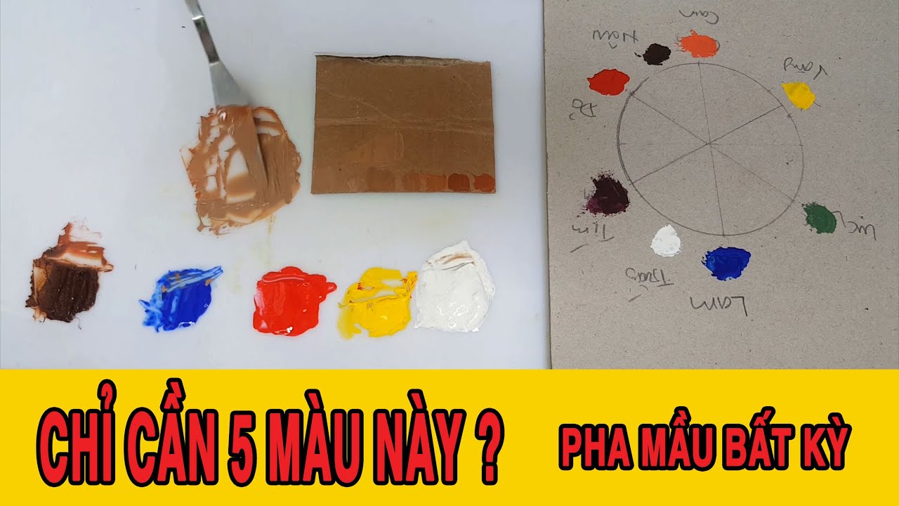 C&aacute;ch pha m&agrave;u giống 100% chỉ với 5 m&agrave;u cơ bản 💘 Học vẽ acrylic #09