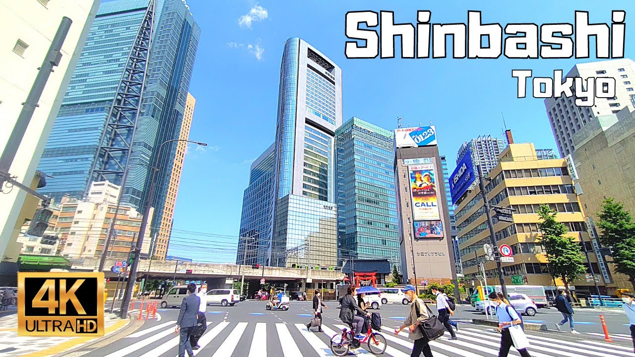 【4K Japan Walk】Shinbashi. Energetic "salary man" town where Chaos and Modern building co-exist.
