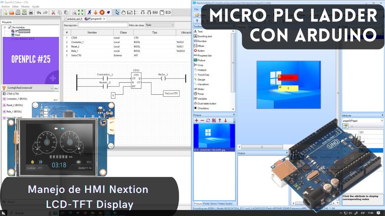 ⚡ OpenPLC Cap_25 Arduino Extensión de OpenPLC - Nextion LCD-TFT HMI Display