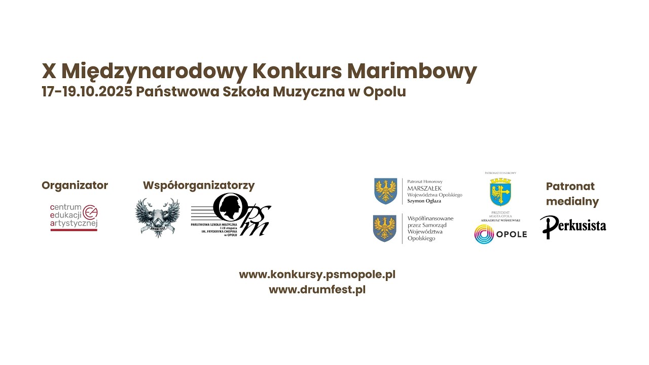 Przesłuchania - etap II - niedziela, 19.10.2025 - X Międzynarodowy Konkurs Marimbowy
