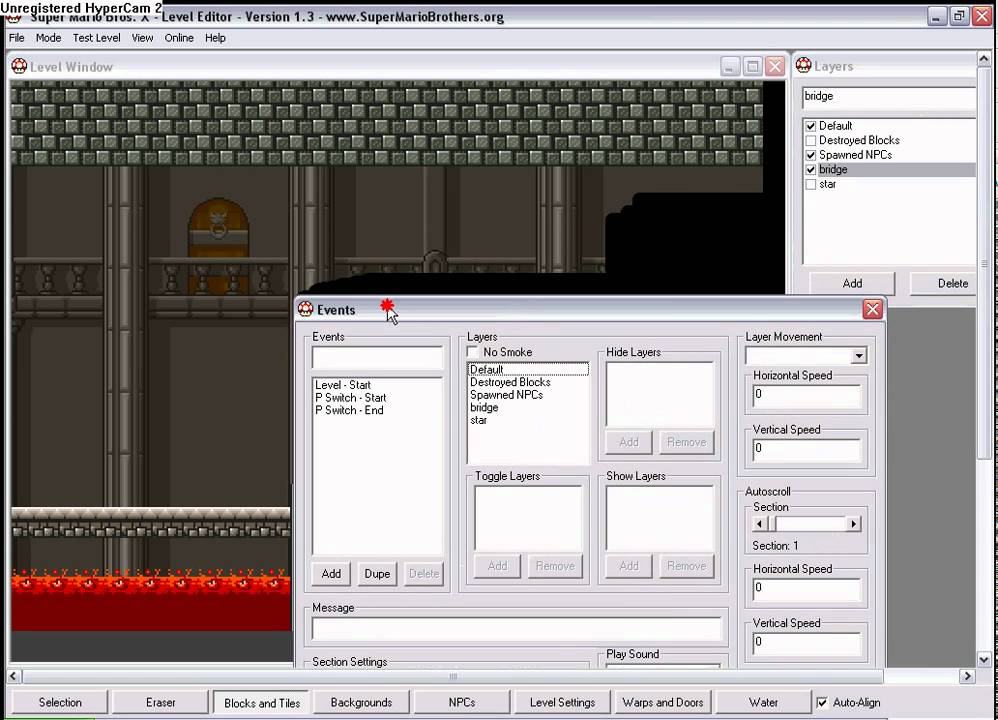 SMBX Tutorial: SMB1 Castle / boss battles / music changes / screen locks / firebars