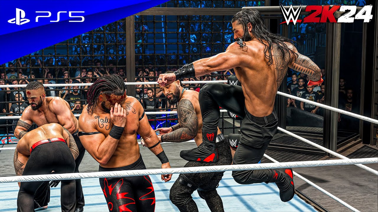 WWE 2K24 - The Bloodline Elimination Chamber Match | PS5™ [4K60]