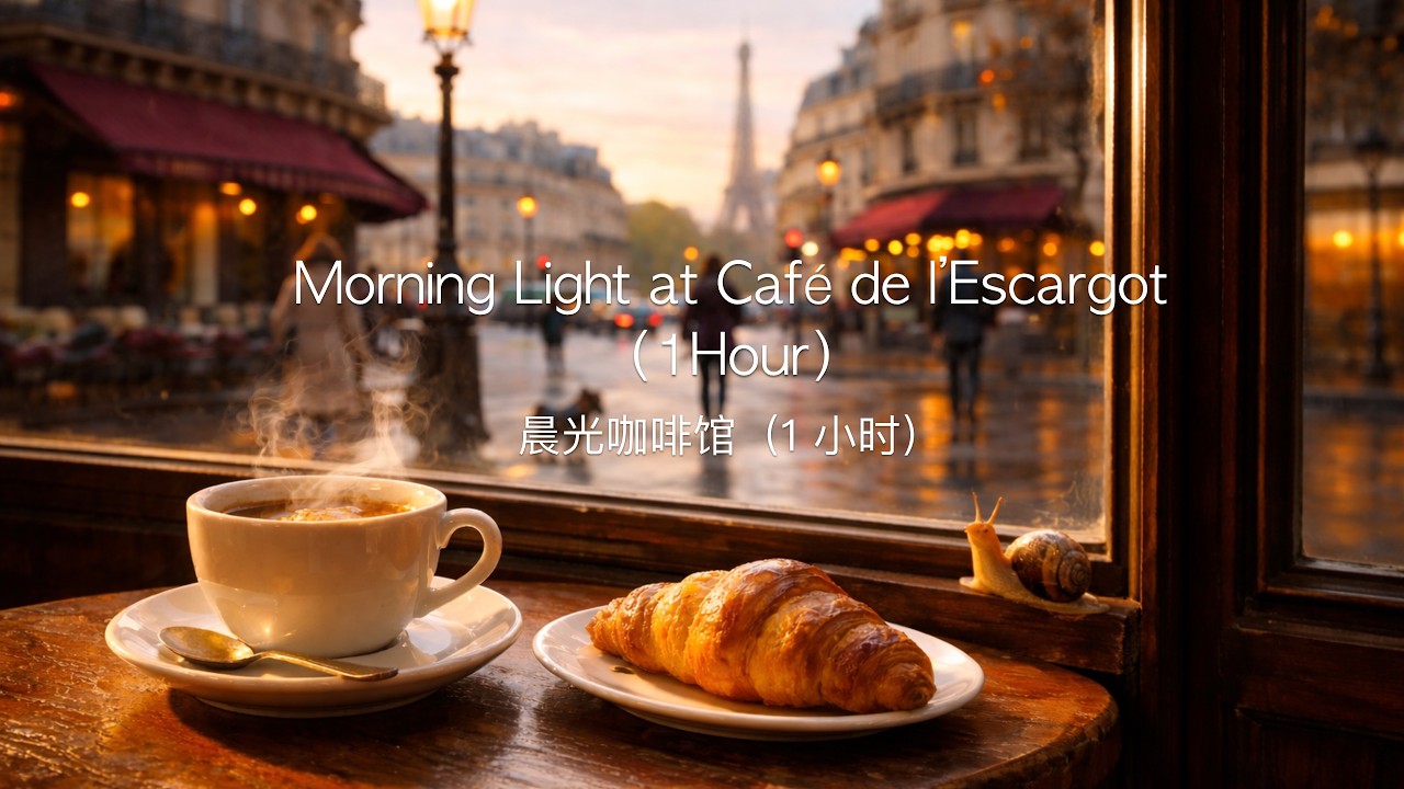 Morning Light at Café de l’Escargot (1 Hour Loop | No Ads | Relaxing Coffee Shop Ambience)
