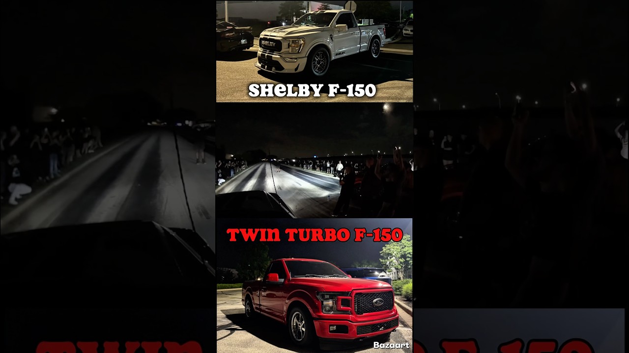 TWIN TURBO F-150 VS WHIPPLE SHELBY F-150 CRAZY CLOSE RACE FOR $3,000 POT! #shelby #f150 #twinturbo