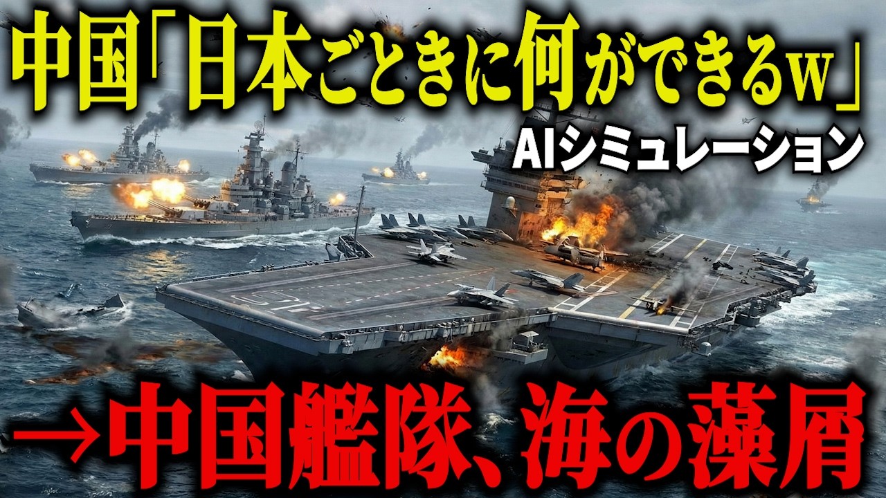 【閲覧注意】中国「日本ごときに何ができるｗ」→自衛隊の新型ミサイルを撃ち込んだ結果、空母打撃群が海の藻屑に…【地政学】【AIシミュレーション】