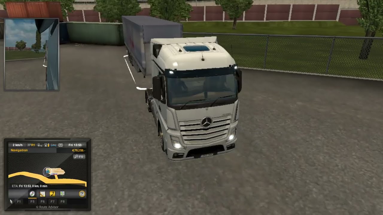 Reversing a Mercedes Actross to connect  a box trailer #reversing #reversingskills #ets2game #clips