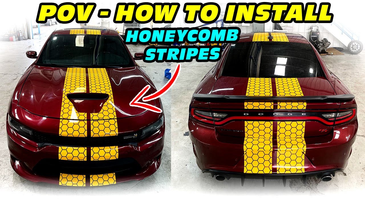POV 🐝 How to install HONEYCOMB Racing Stripes Dodge Charger SRT