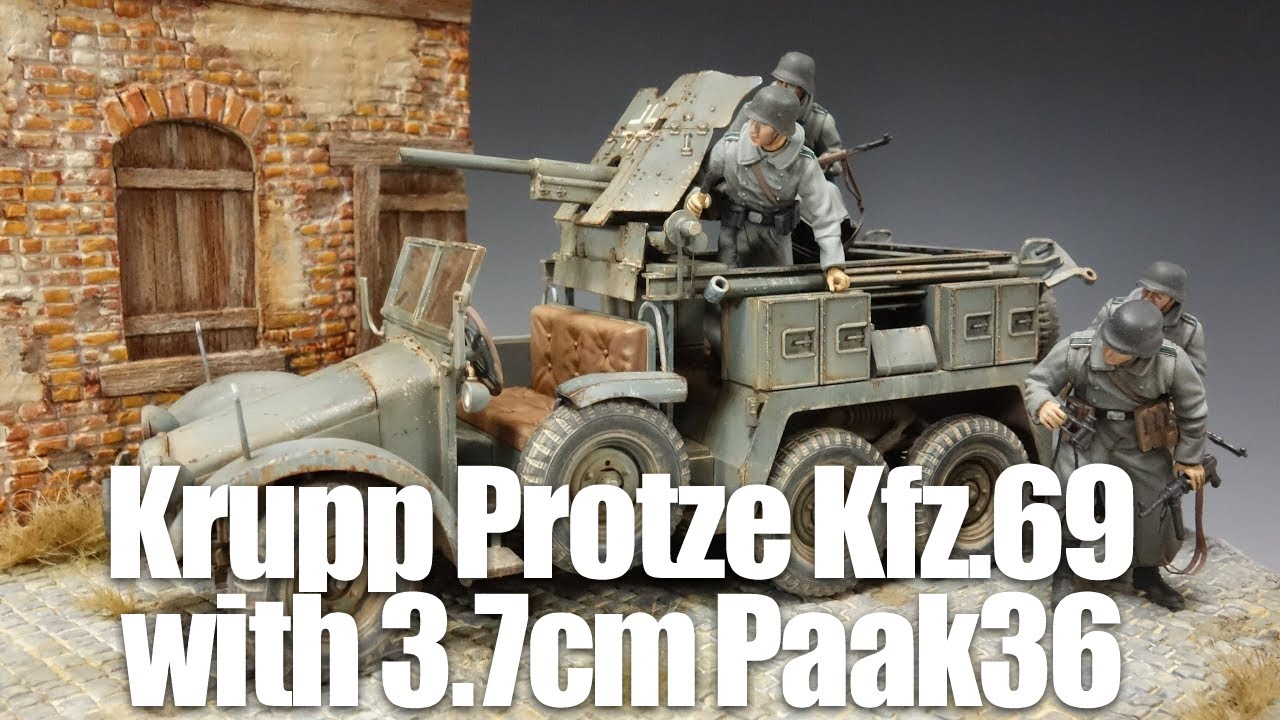 Krupp protze Kfz.69 with 3.7cm Pak 36 - Tank Scalemodel diorama