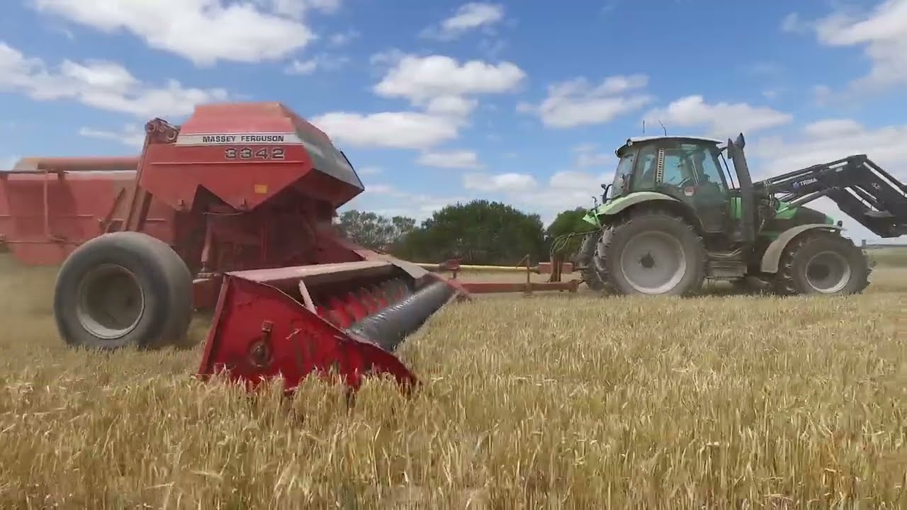 Massey Ferguson 3342 PTO Header Harvesting Barley 2020