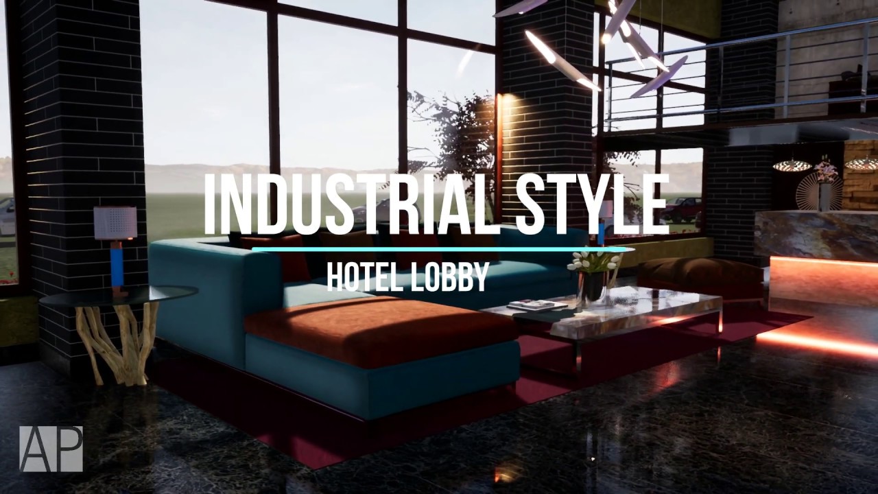 INDUSTRIAL STYLE HOTEL LOBBY
