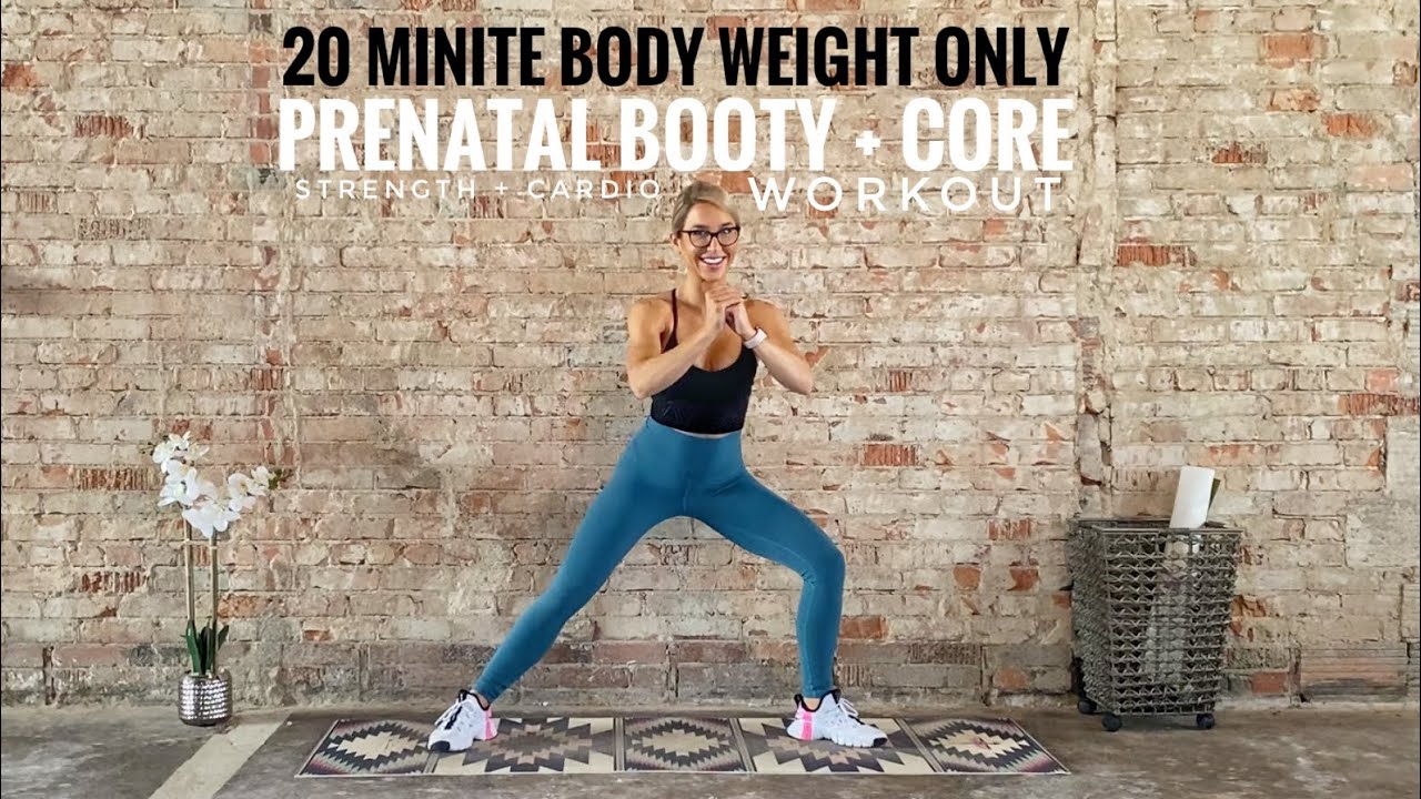 20 Minute Bodyweight Only Prenatal Workout | Booty + Core | Low Impact | Strength + Cardio