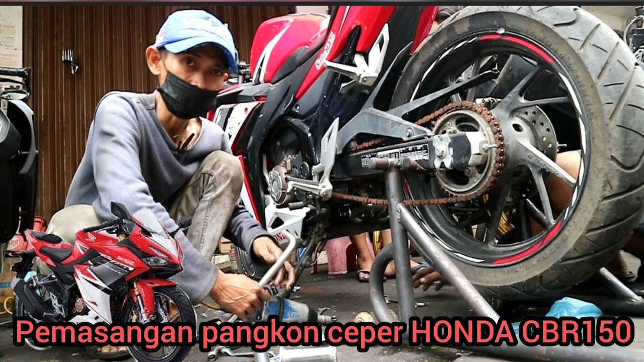 Variasi motor cb150r cbr cbr150 , cara pemasangan pemundur skok belakang