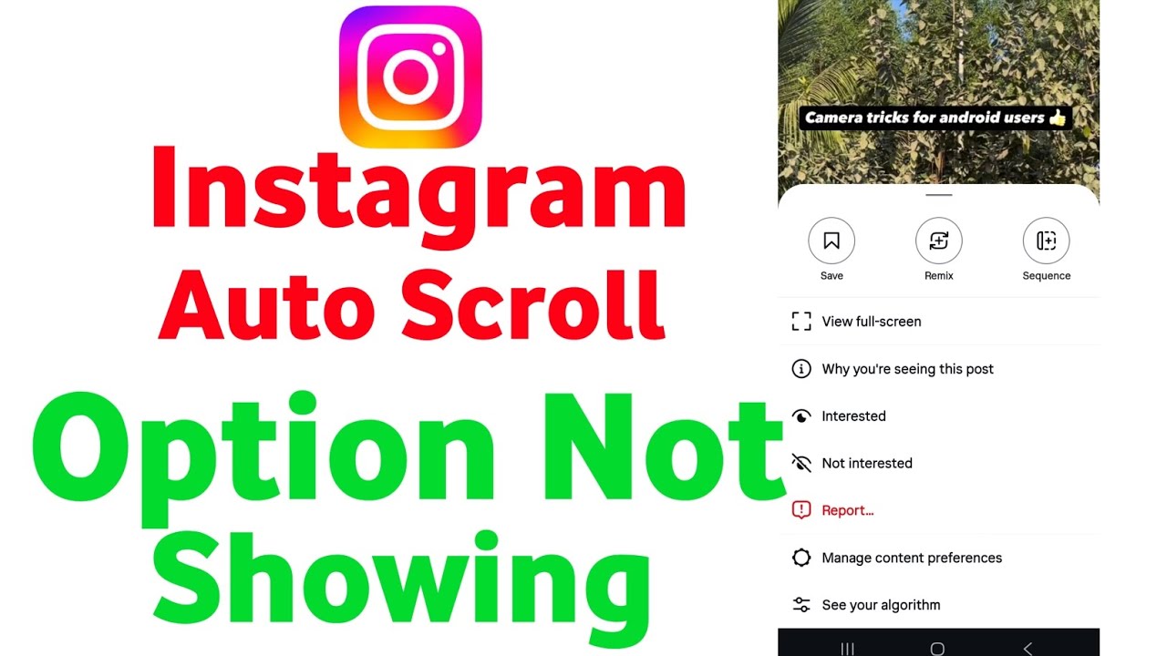Instagram auto Scroll option not showing problem solve/ how to fix Instagram auto Scroll option 