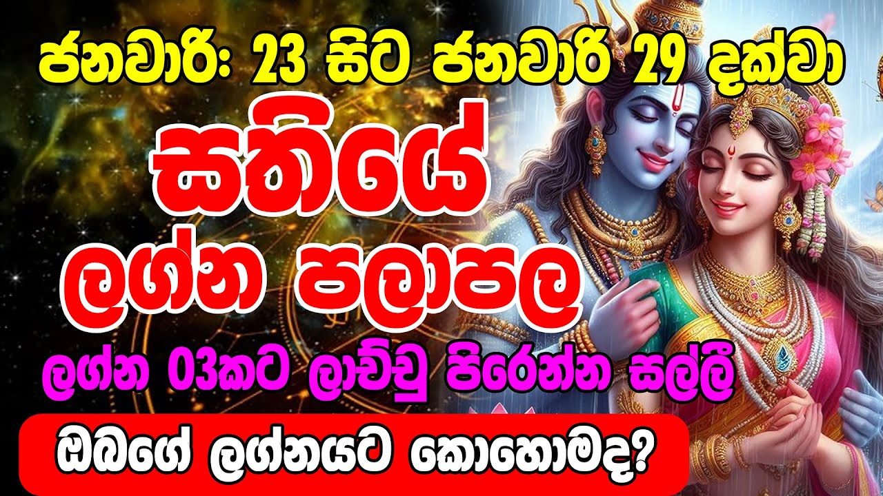 January 23 to January 29,2025 | Sathiye Lagna Palapala Weekly Horoscope | Horoscope Lanka