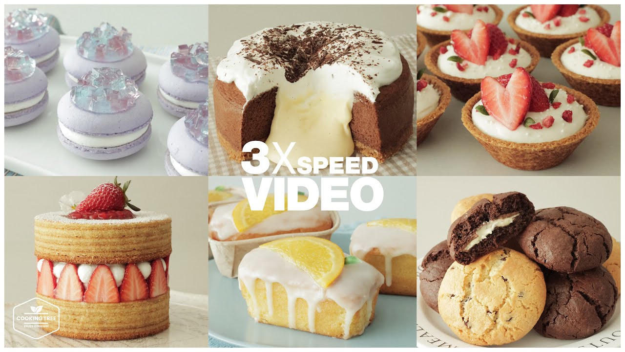 #132 3x Speed 케이크 디저트 베이킹 영상 | Cake Dessert Baking Video | Strawberry cake, Macaron | Cooking tree