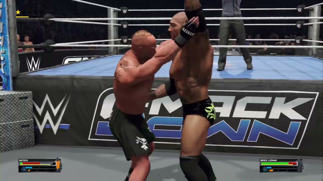 Brock Lesnar Vs Batista One On One Match Smackdown 2k25