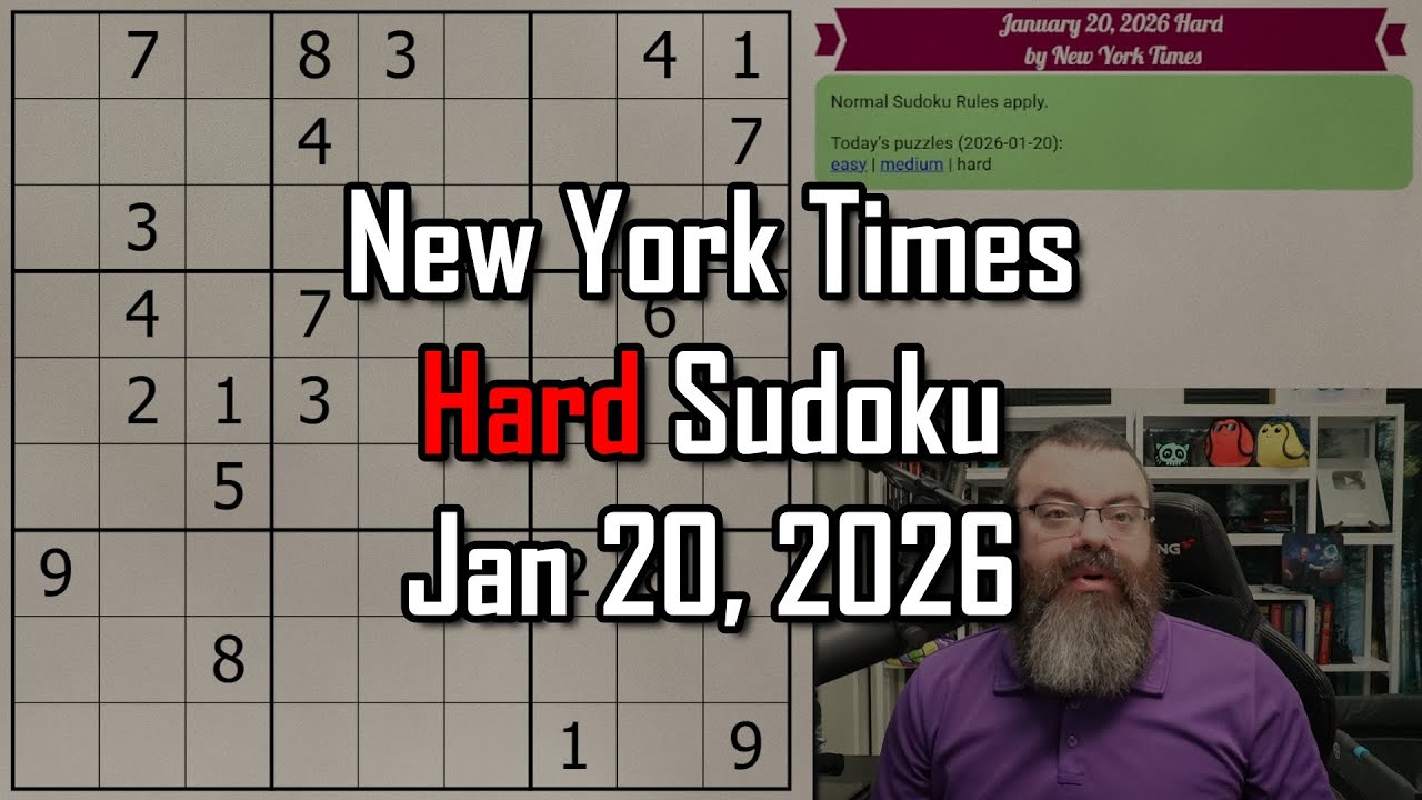 NYT Hard Sudoku Walkthrough | Jan 20, 2026