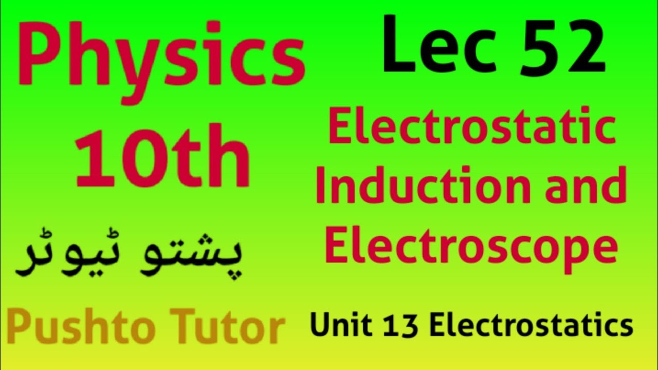 Lec 52, Electroscope and Electrostatic induction, Class 10 physics, unit 13, Pushto Tutor tech,