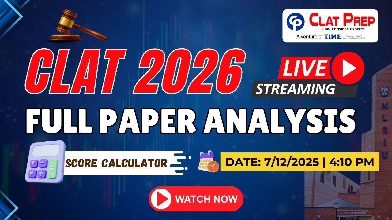 CLAT 2026 Analysis & Solutions | LIVE Paper Solving | Difficulty Level, Expected Scores Cut Offs