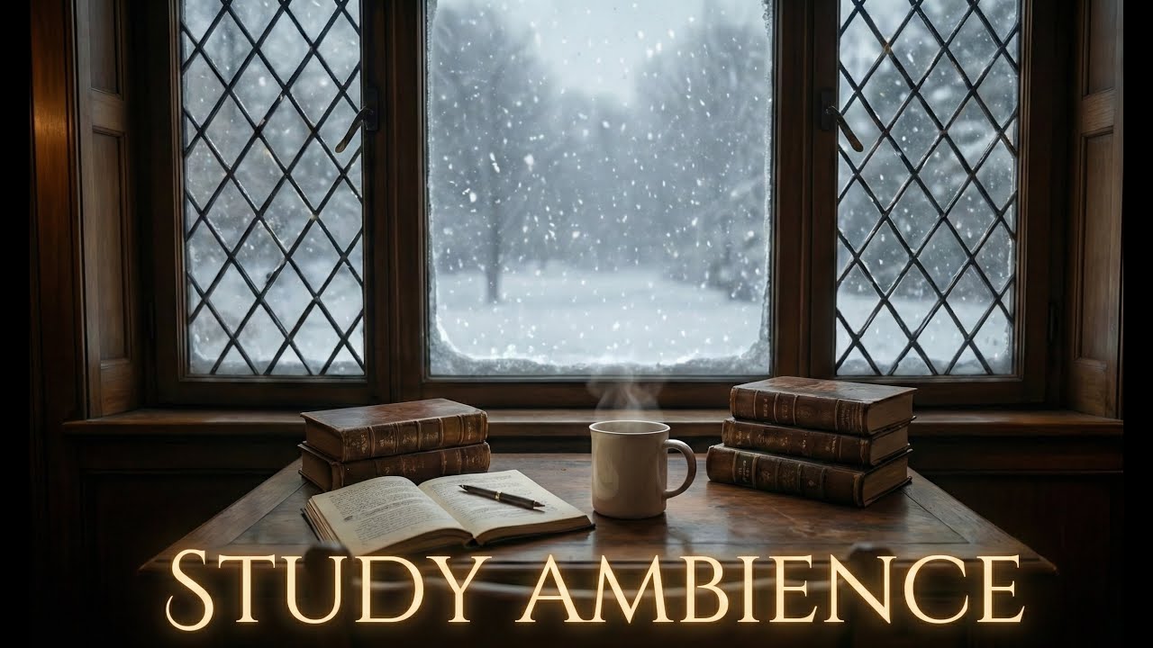 Cozy Winter Window Ambience with Snowstorm & Wind Sounds 🌨️ Deep Focus for Studying, Reading